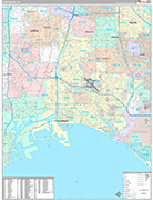 Long Beach  Wall Map Premium Style